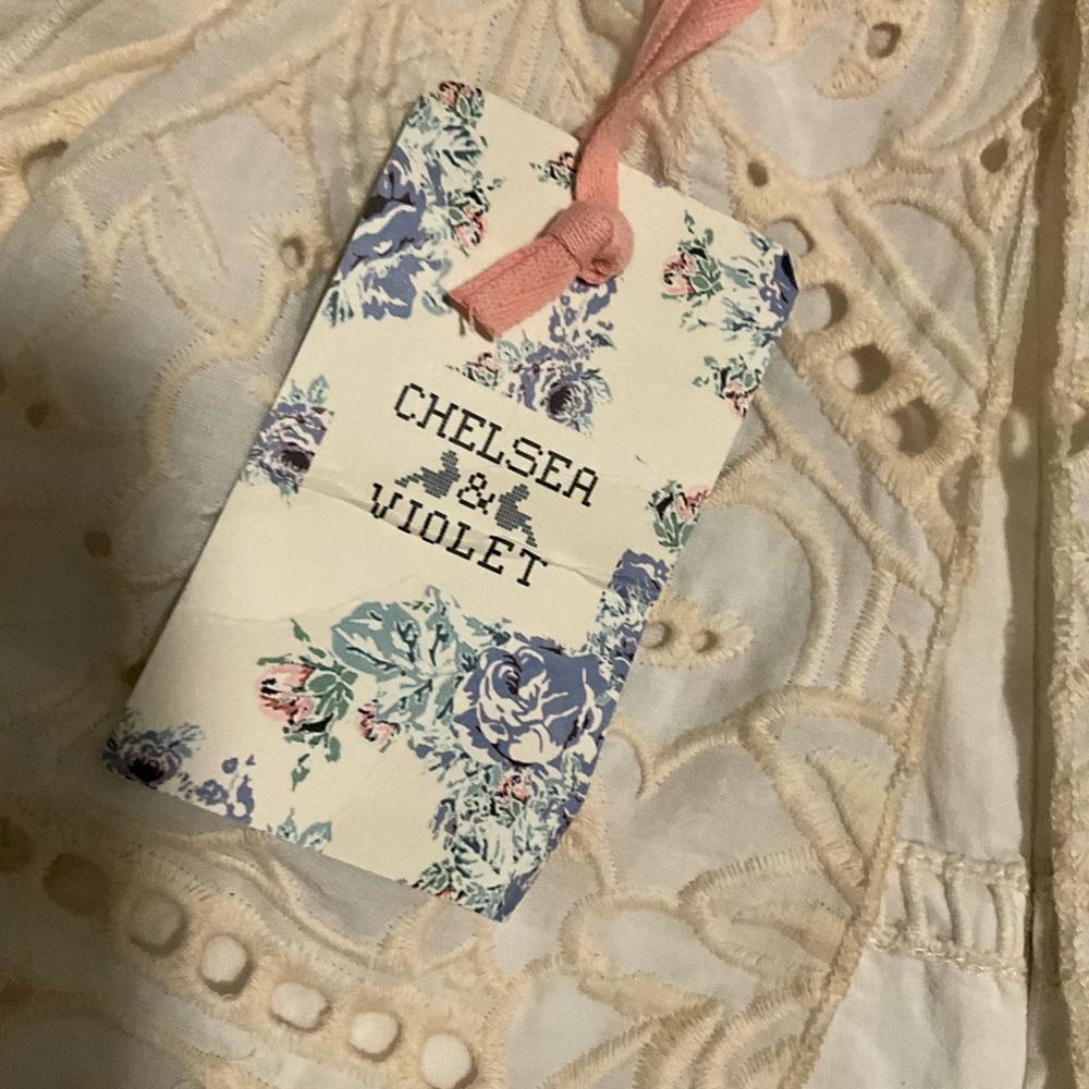 Chelsea & Violet White Eyelet Lace Ruffle Mini Dress NWT Size S Boho Summer
